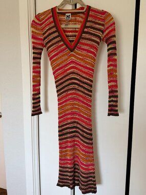 M MISSONI Multicolor Striped Knit Midi Dress | Good Condition | Italian Luxury